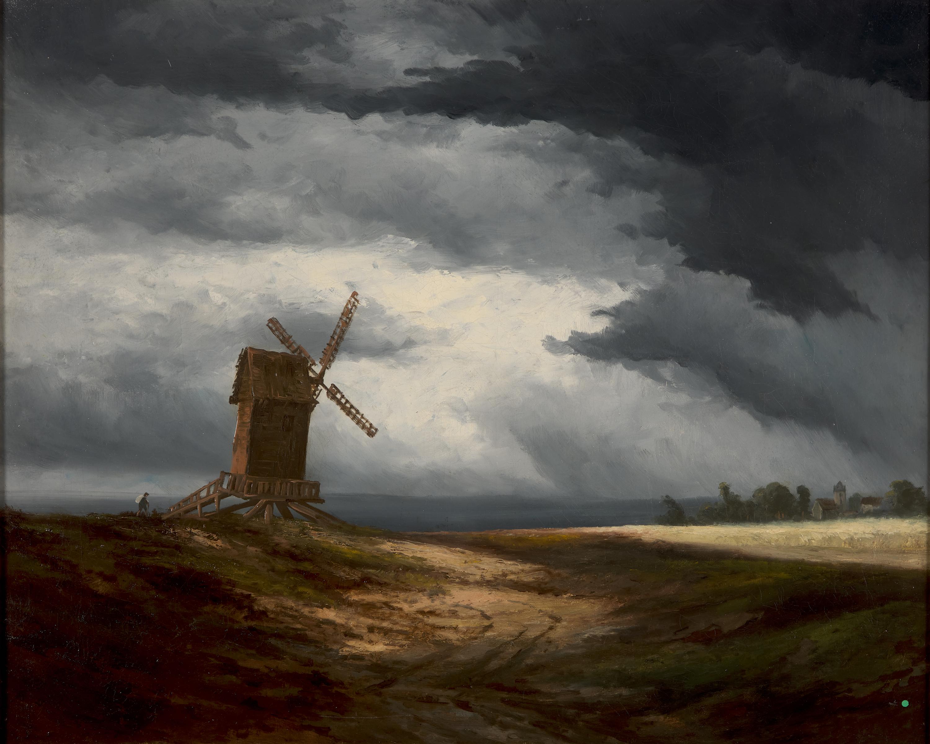 Georges Michel (French, 1763-1843) — Landscape with Miller and Approaching Storm