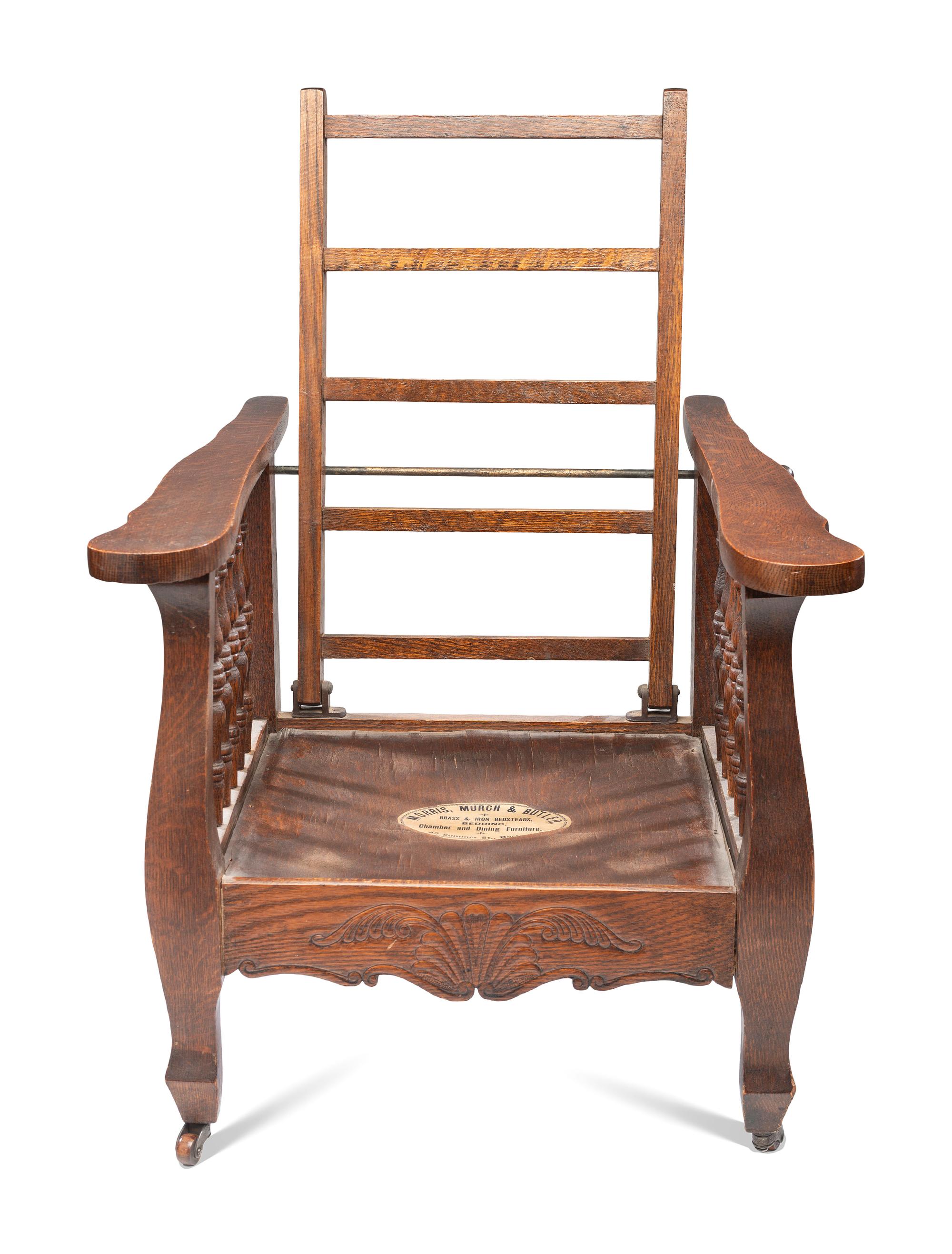 A Victorian Carved Mahogany and Tufted Velvet Upholstered Child's Reclining Armchair