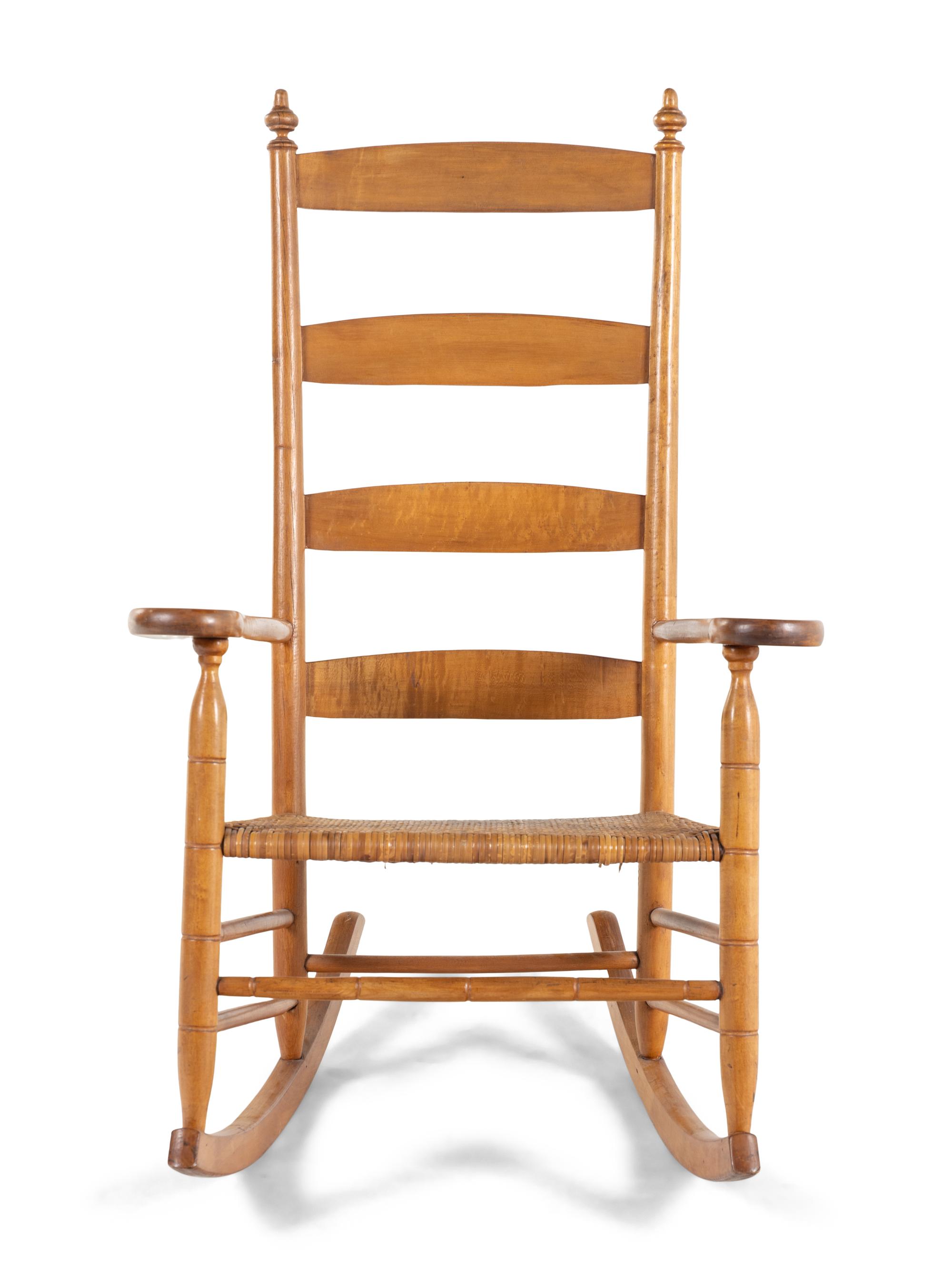 A Shaker Style Maple Rush-Seat Rocking Chair