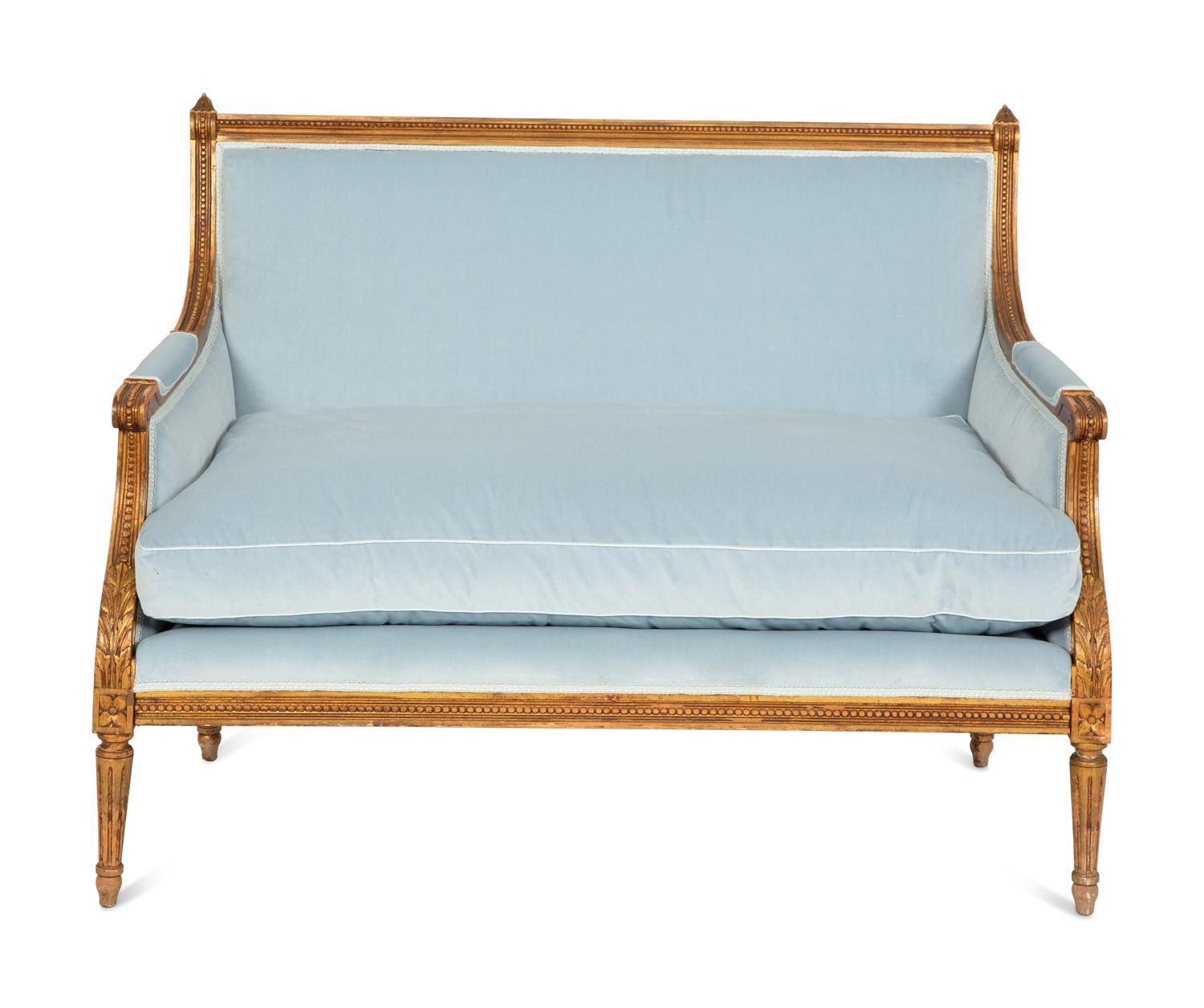 A Louis XVI Style Giltwood Canapé