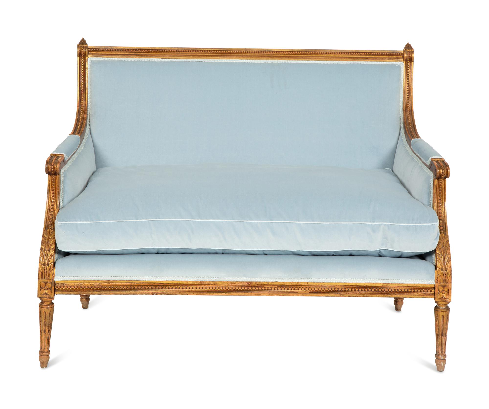 A Louis XVI Style Giltwood Canapé