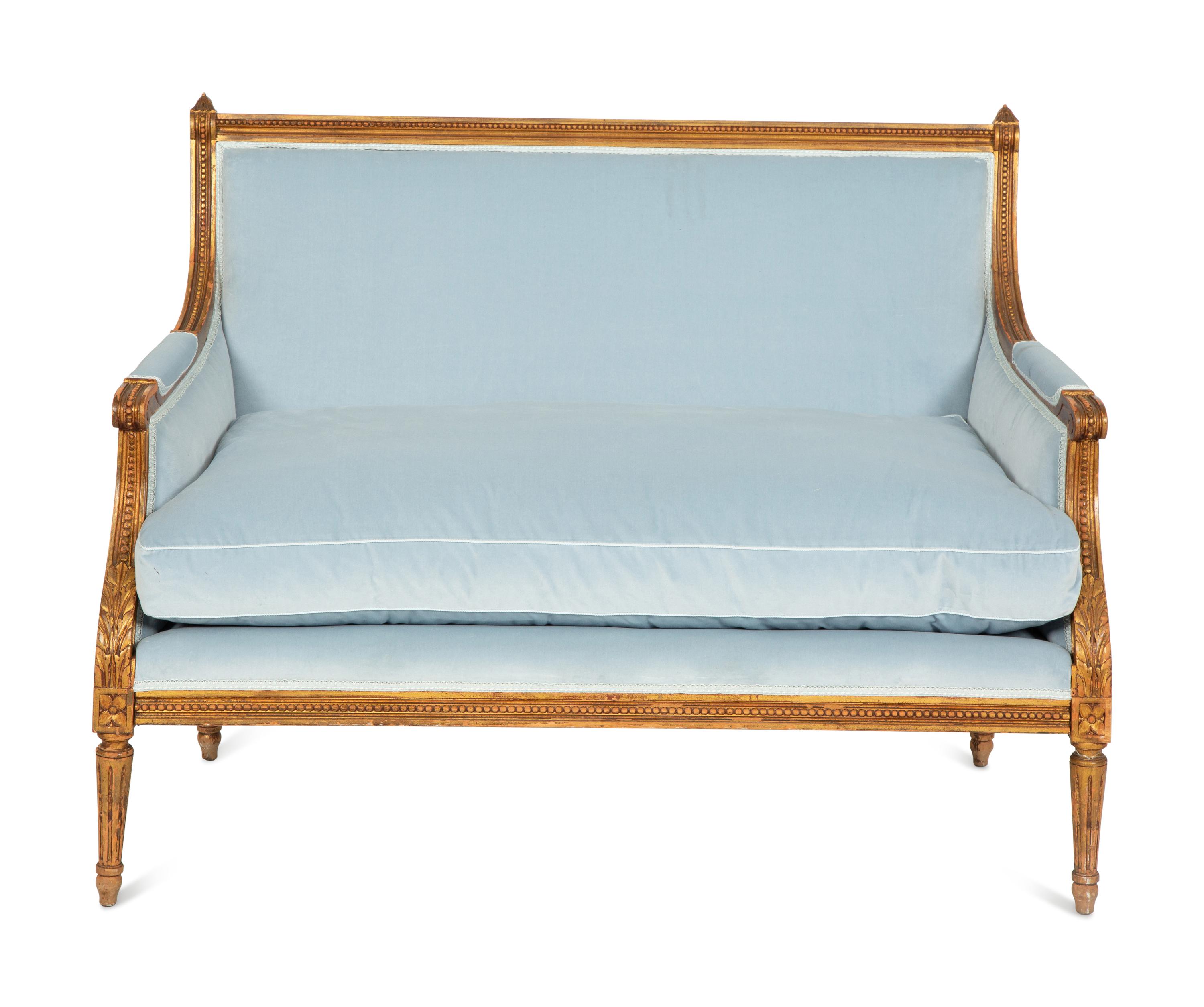 A Louis XVI Style Giltwood Canapé