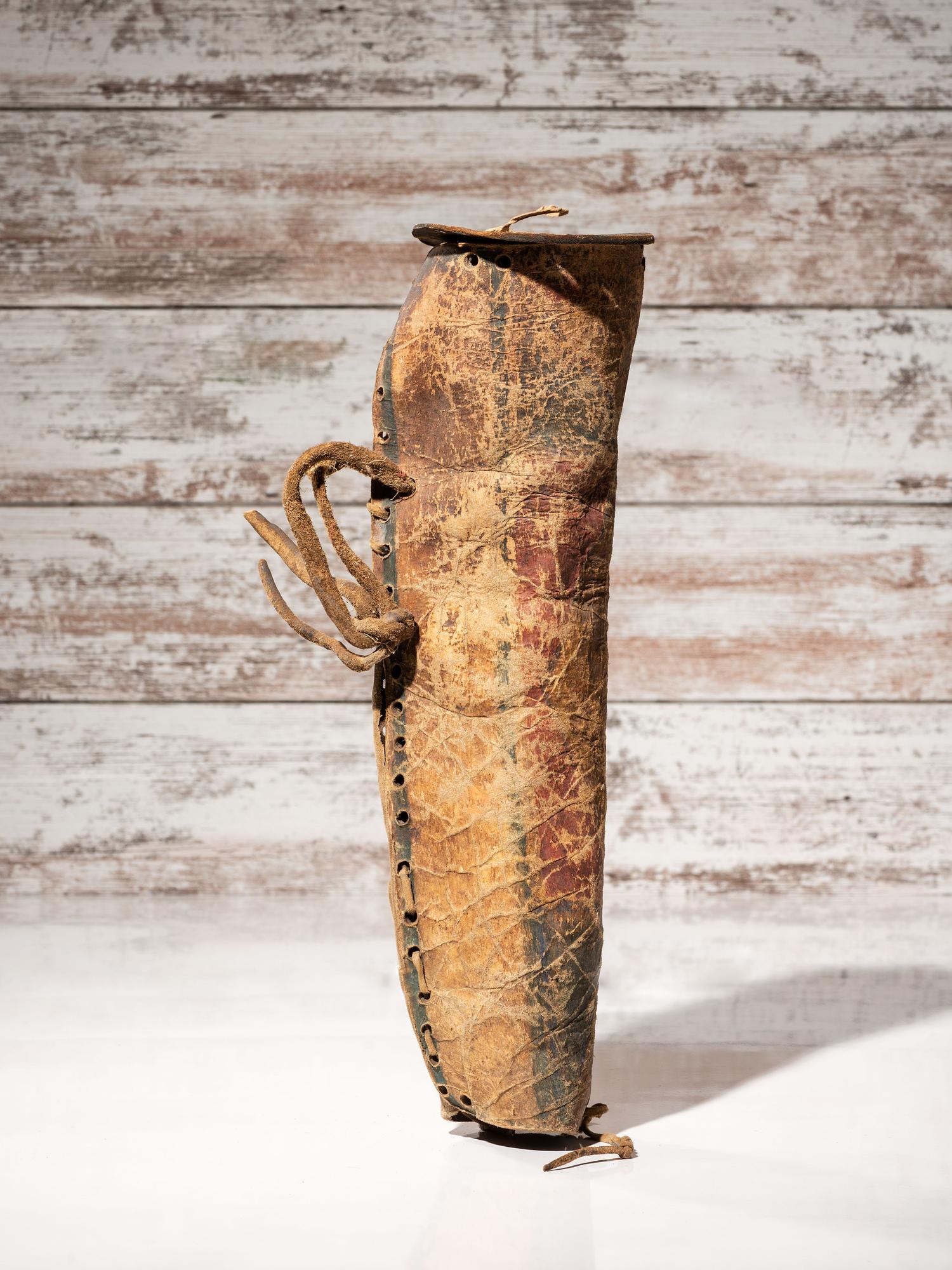 Early Northern Plains Buffalo Hide Parfleche Cylinder