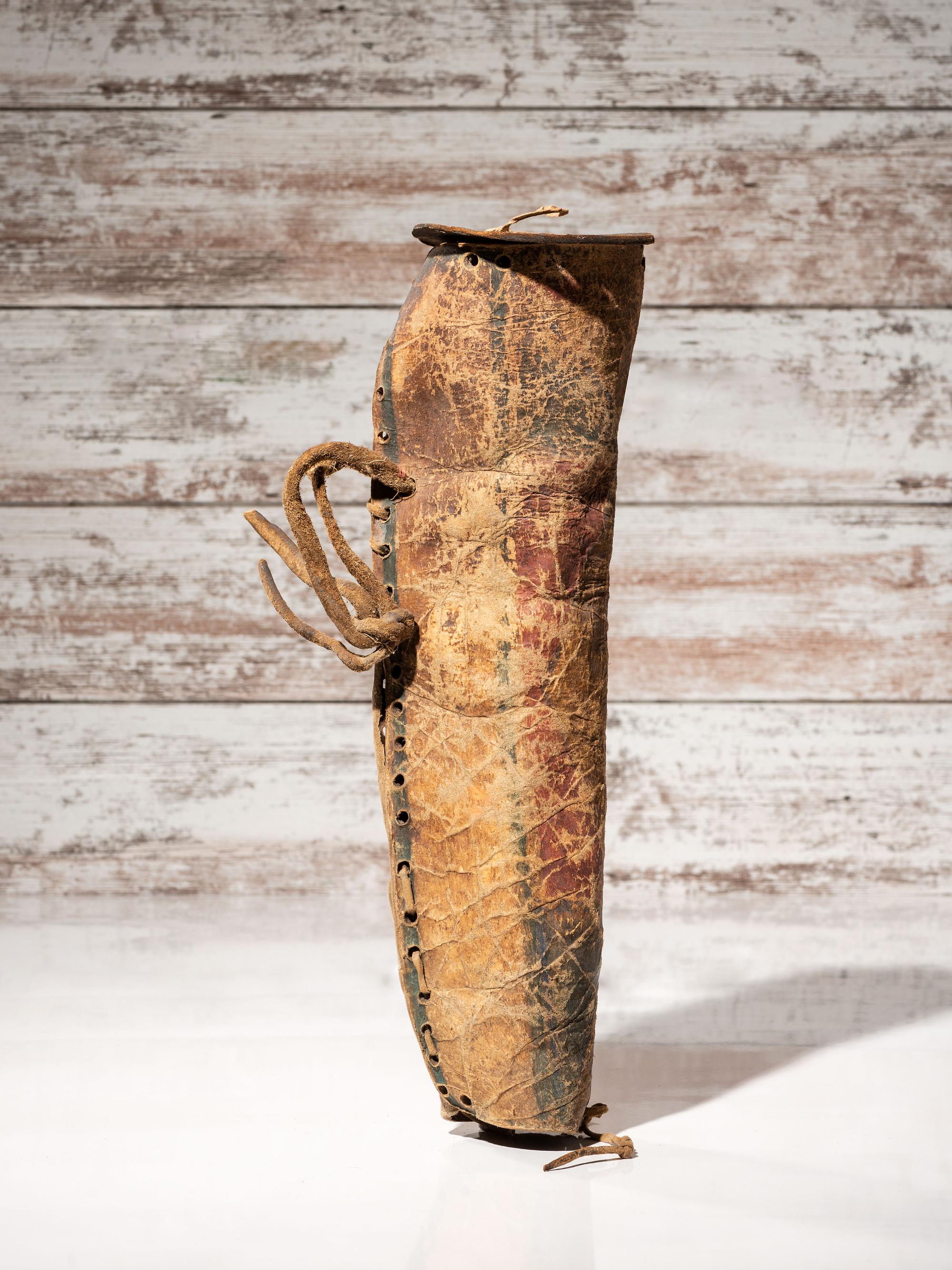 Early Northern Plains Buffalo Hide Parfleche Cylinder