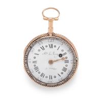 JULIEN LE ROY, PASTE AND ENAMEL OPEN FACE POCKET WATCH