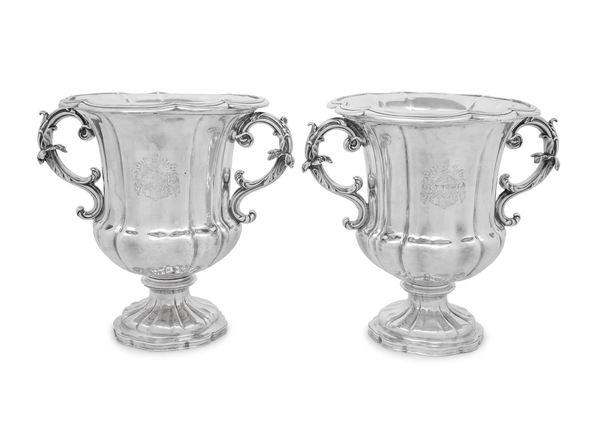 A Pair of English Silver-Plate Wine Coolers
