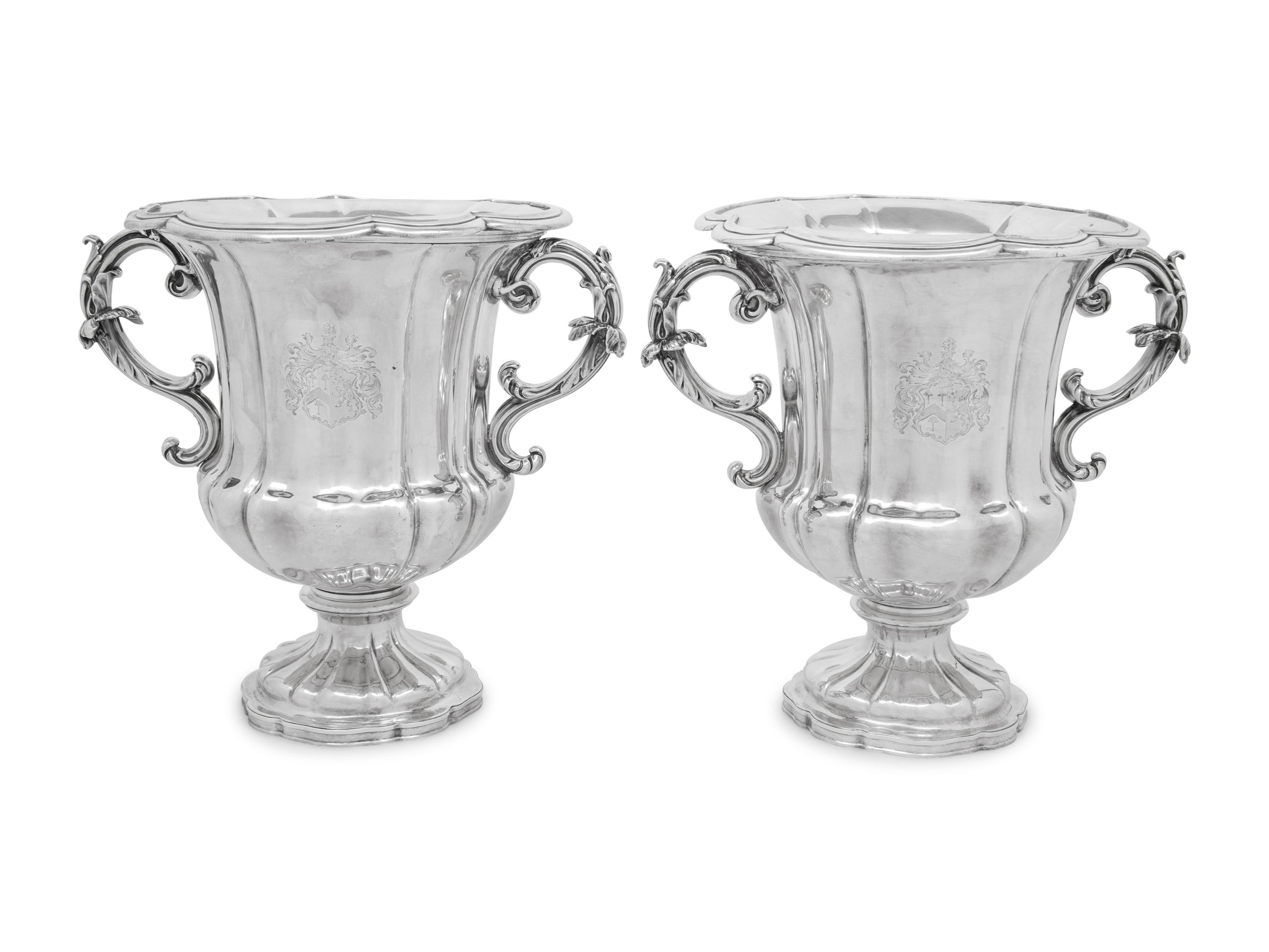 A Pair of English Silver-Plate Wine Coolers