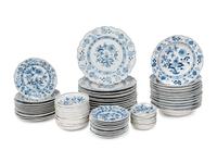 A Meissen Blue Onion Porcelain Dinner Service