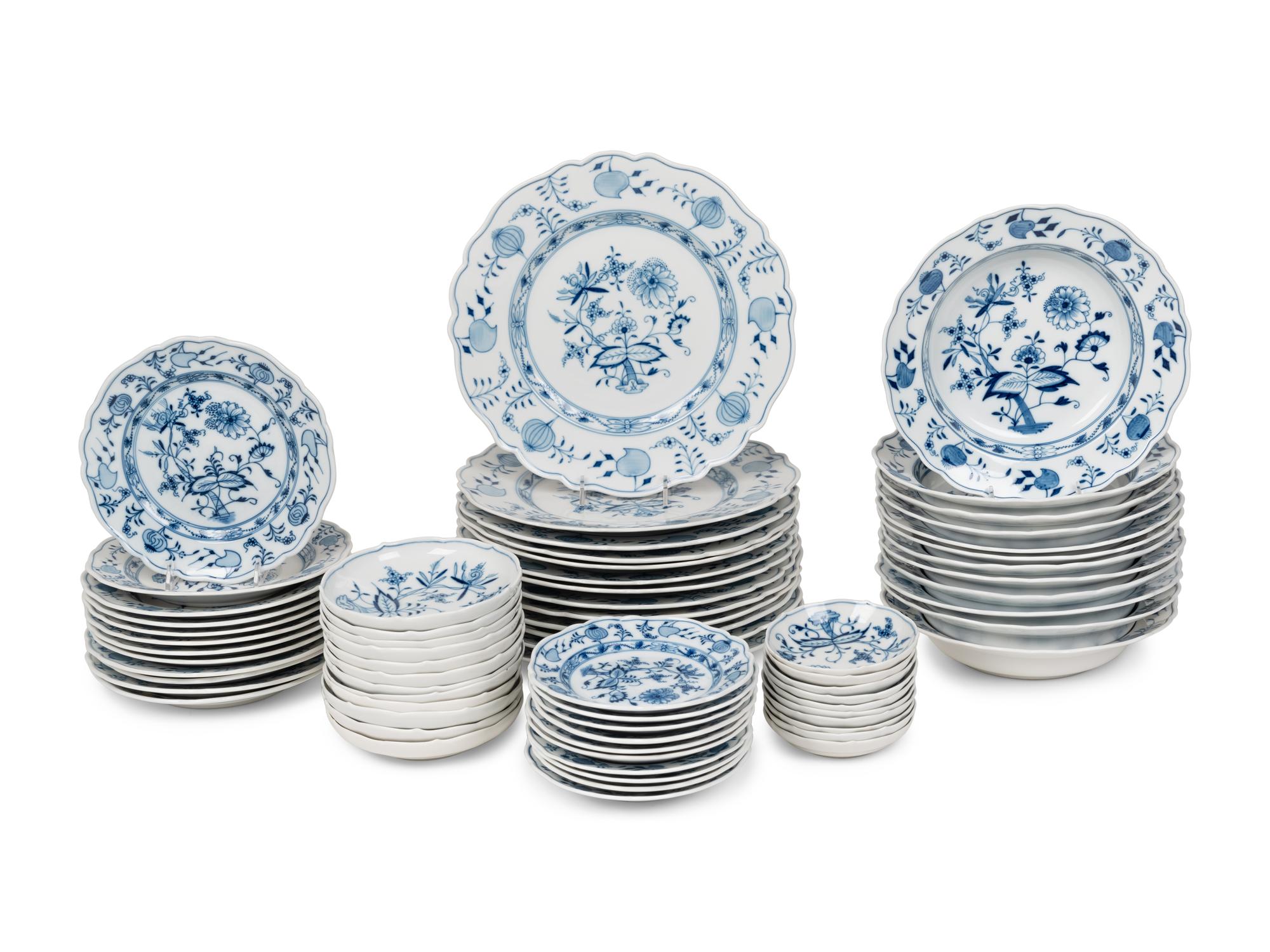 A Meissen Blue Onion Porcelain Dinner Service
