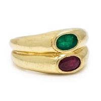 Emerald, Ruby, and Yellow Gold Ring