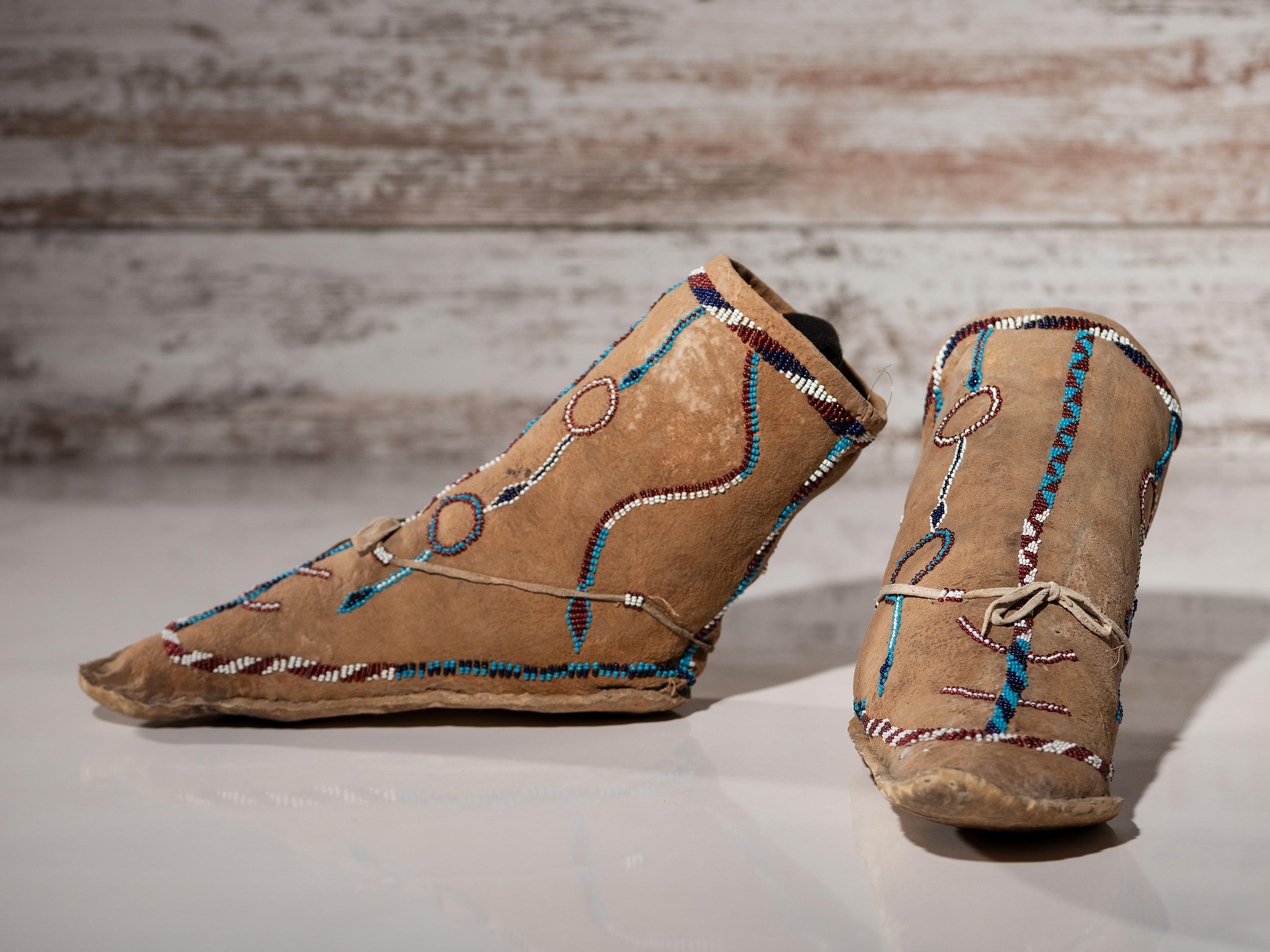 Apache Beaded Hide Moccasins