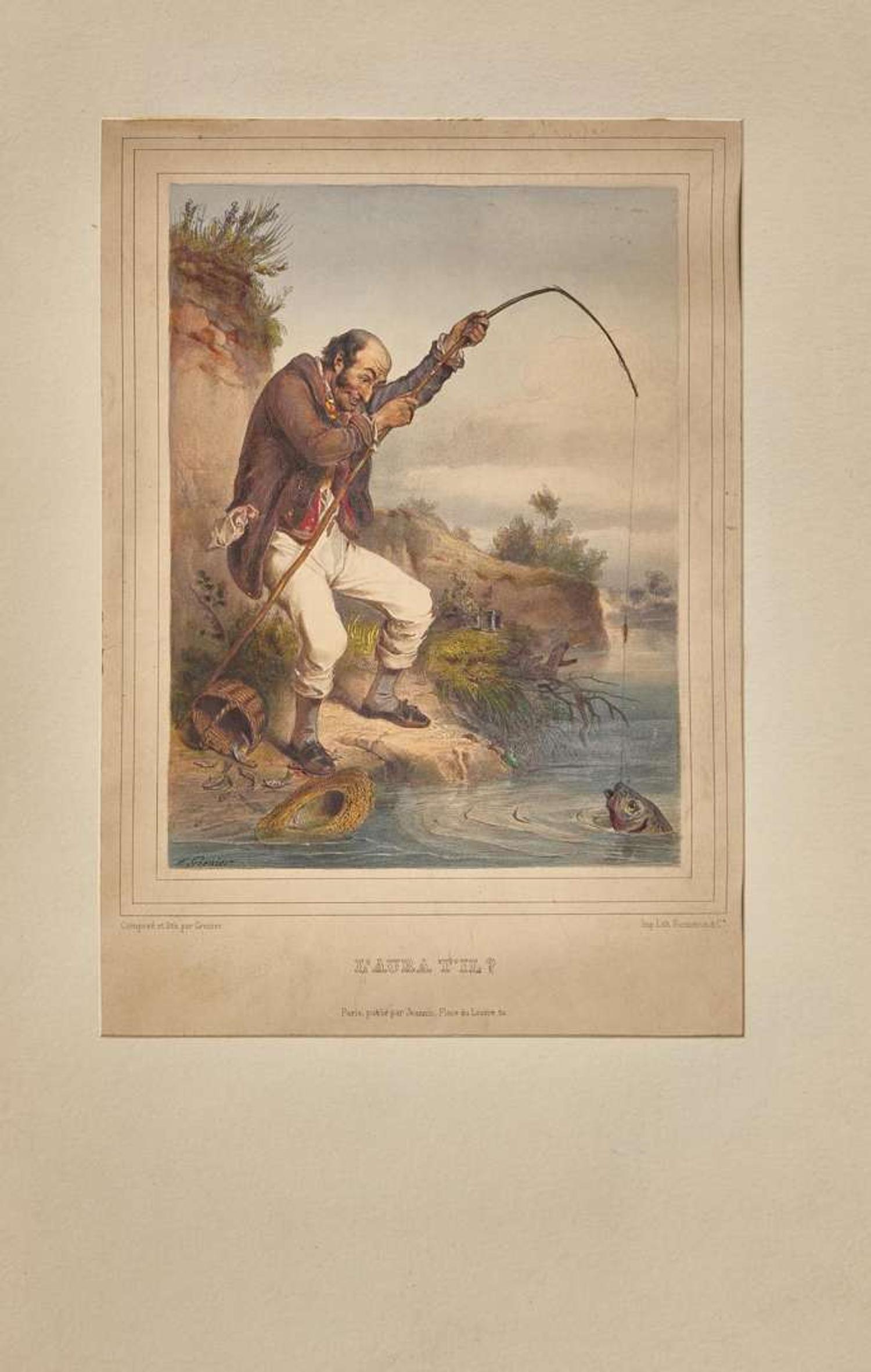 [Fishing] Lawrence, Sir Thomas, and Thomas Rowlandson, and Paul Sandby, et al.: Album of Original Angling-Themed Illustrations and Prints