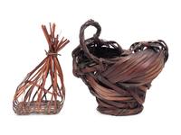 Two Japanese Ikebana Bamboo Flower Arranging Baskets