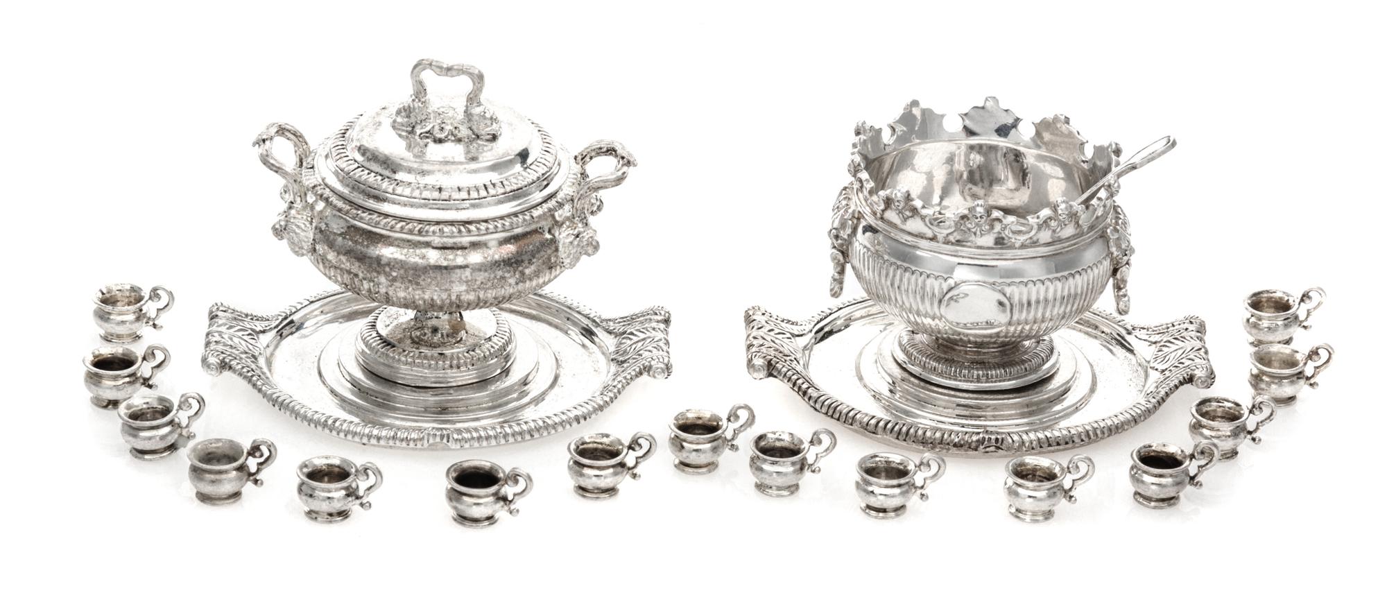 A Group of Silver Table Articles, Peter Acquisto, comprising a Queen Anne style monteith bowl, a punch ladle and an underplate with 15