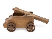 A Brass Model of a Cannon with Carriage
