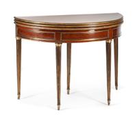 A Louis XVI Gilt Metal Mounted Mahogany Flip-Top Table Height 31 x width 43 1/2 x depth 21 inches. — EARLY 19TH CENTURY