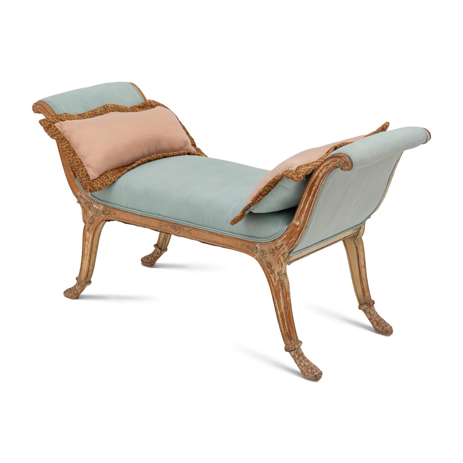 A French Carved and Upholstered Window Bench