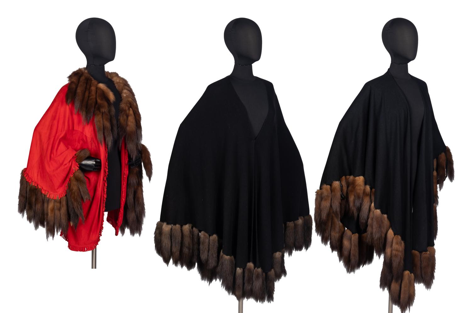 Three Adrienne Landau Fur-Trimmed Capes