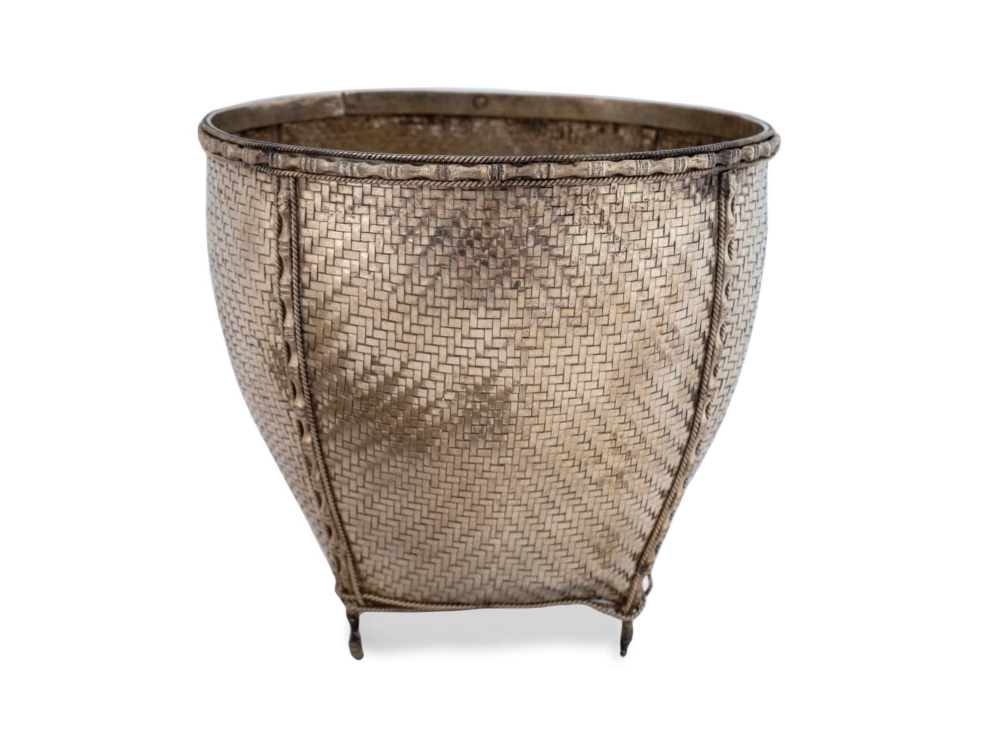 A Burmese Silver Woven Basket — 20th Century