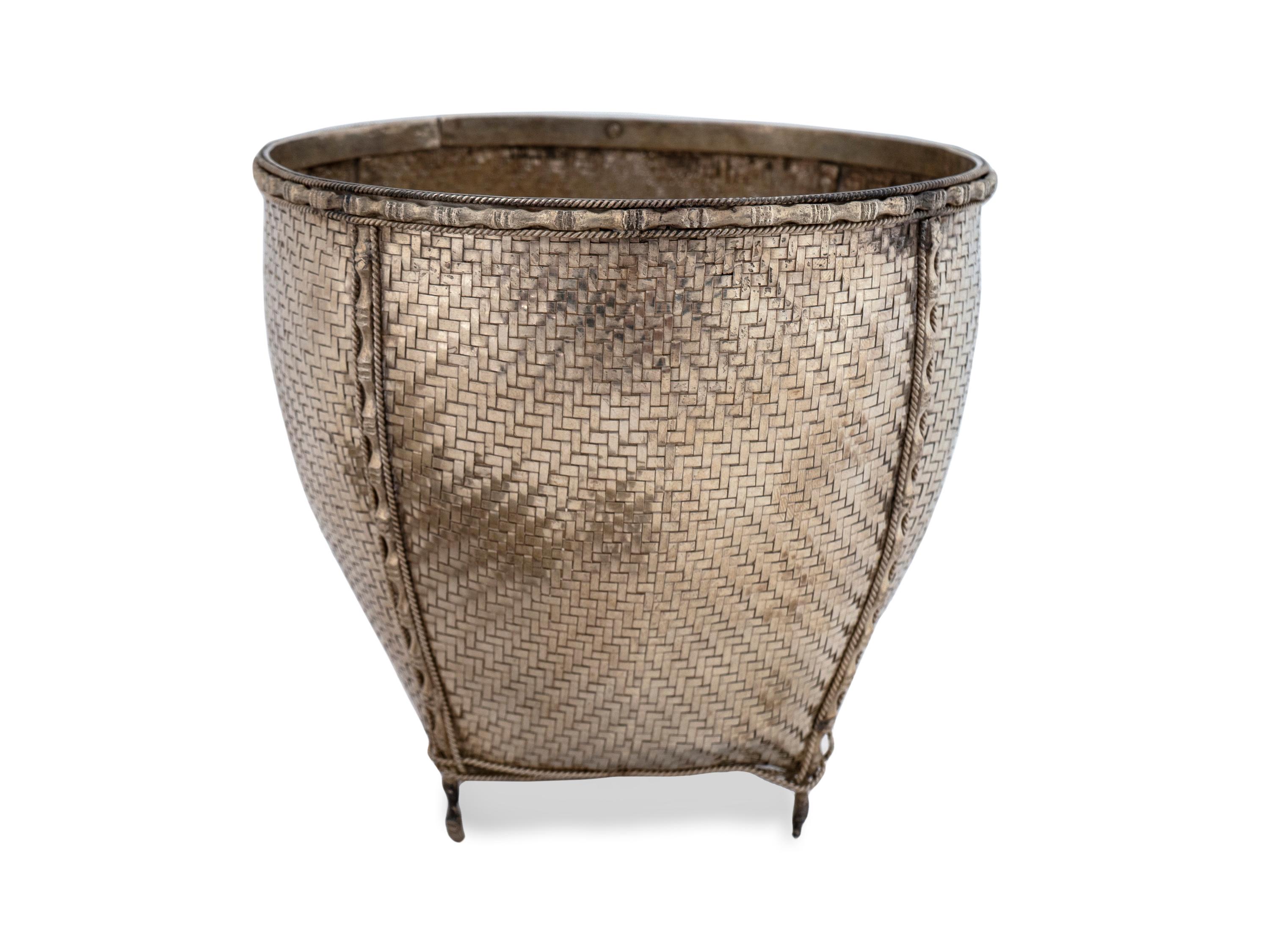 A Burmese Silver Woven Basket — 20th Century