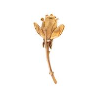 YELLOW GOLD AND DIAMOND FLOWER BROOCH