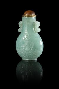 A Chinese Celadon Jadeite Snuff Bottle