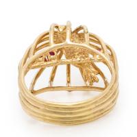 Yellow Gold and Ruby Birdcage Ring