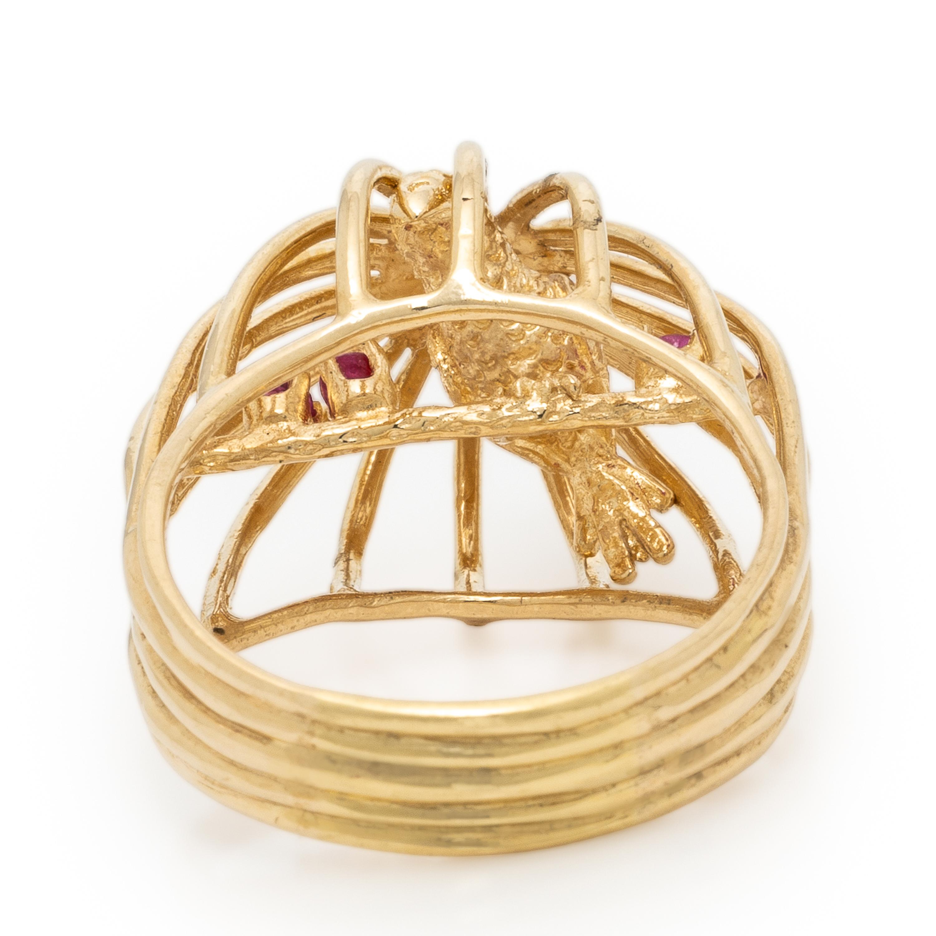 Yellow Gold and Ruby Birdcage Ring