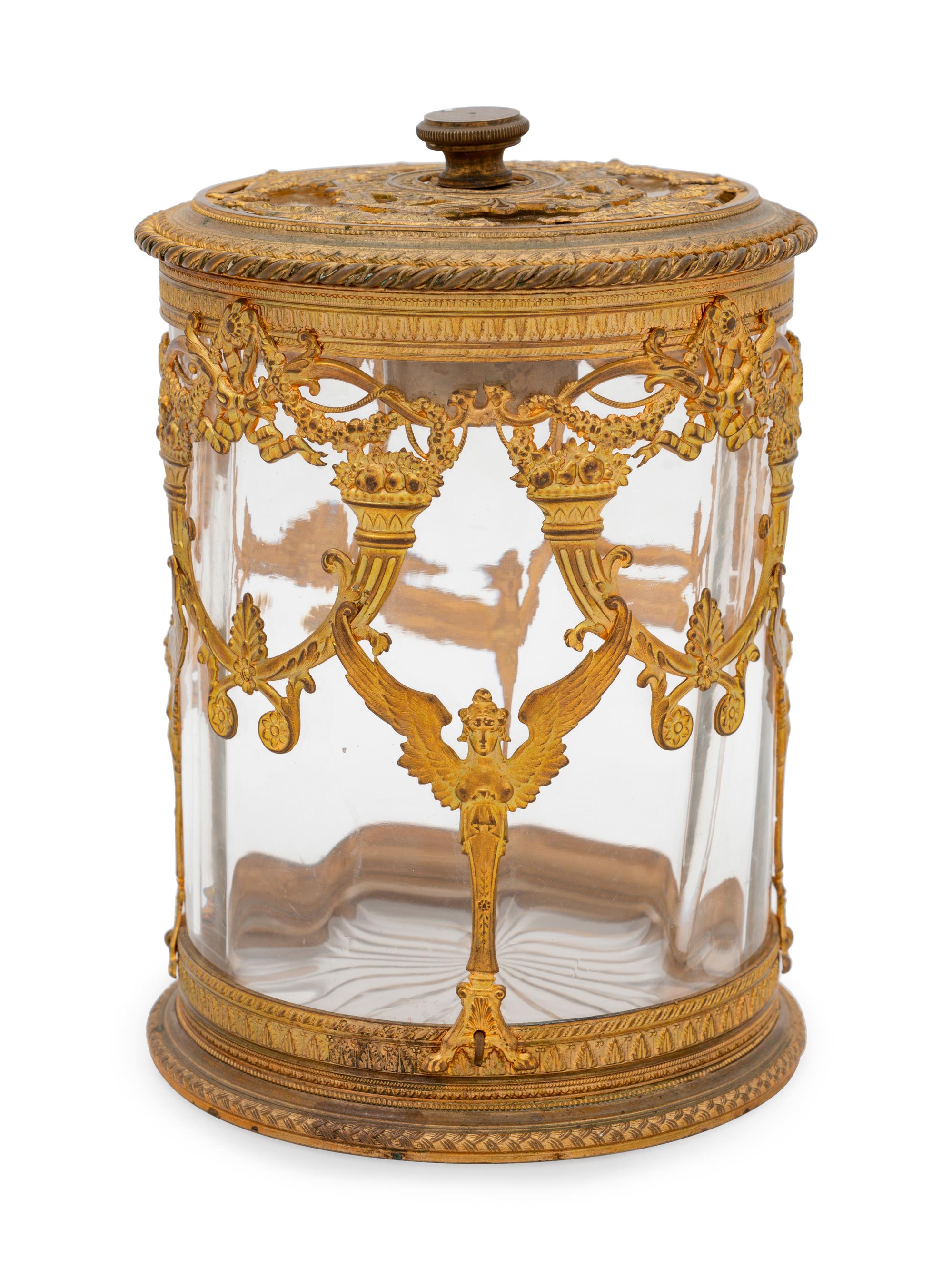 A Continental Bronze Mounted Glass Humidor