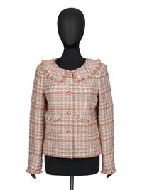CHANEL, FRAYED TWEED CARDIGAN JACKET