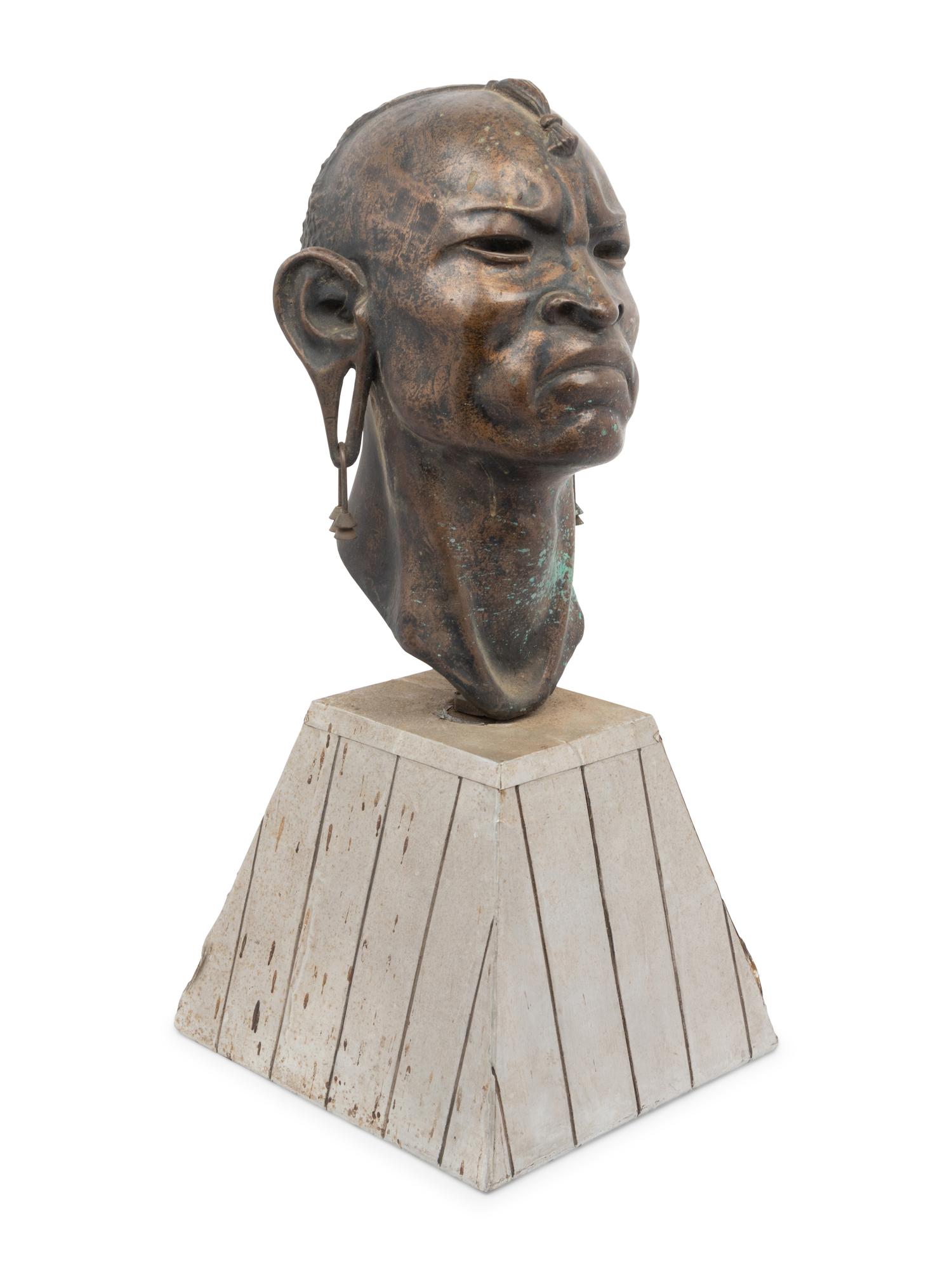 An African Cast Metal Bust