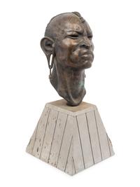 An African Cast Metal Bust