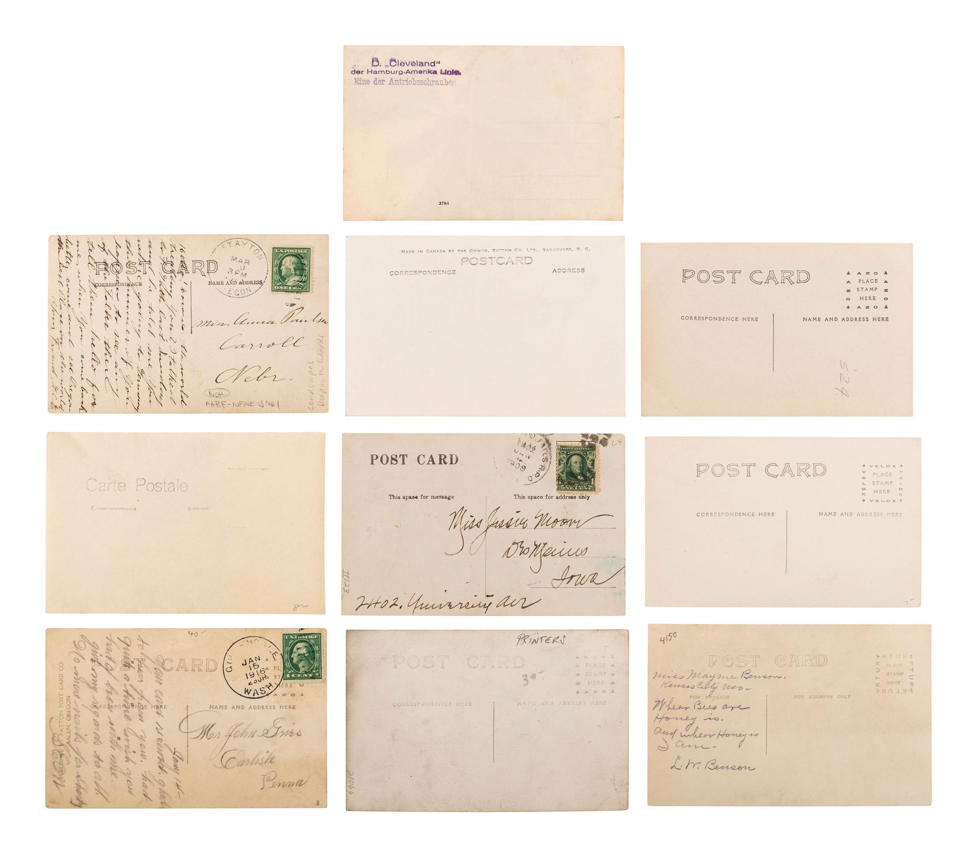 [EARLY PHOTOGRAPHY]. A group of 34 occupational real photo postcards, incl. artists, lecturers, lumberjacks, farmers, female telephone operators, factory workers, and other laborers.