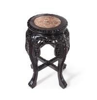 Two Chinese Marble Inset Hardwood Stands