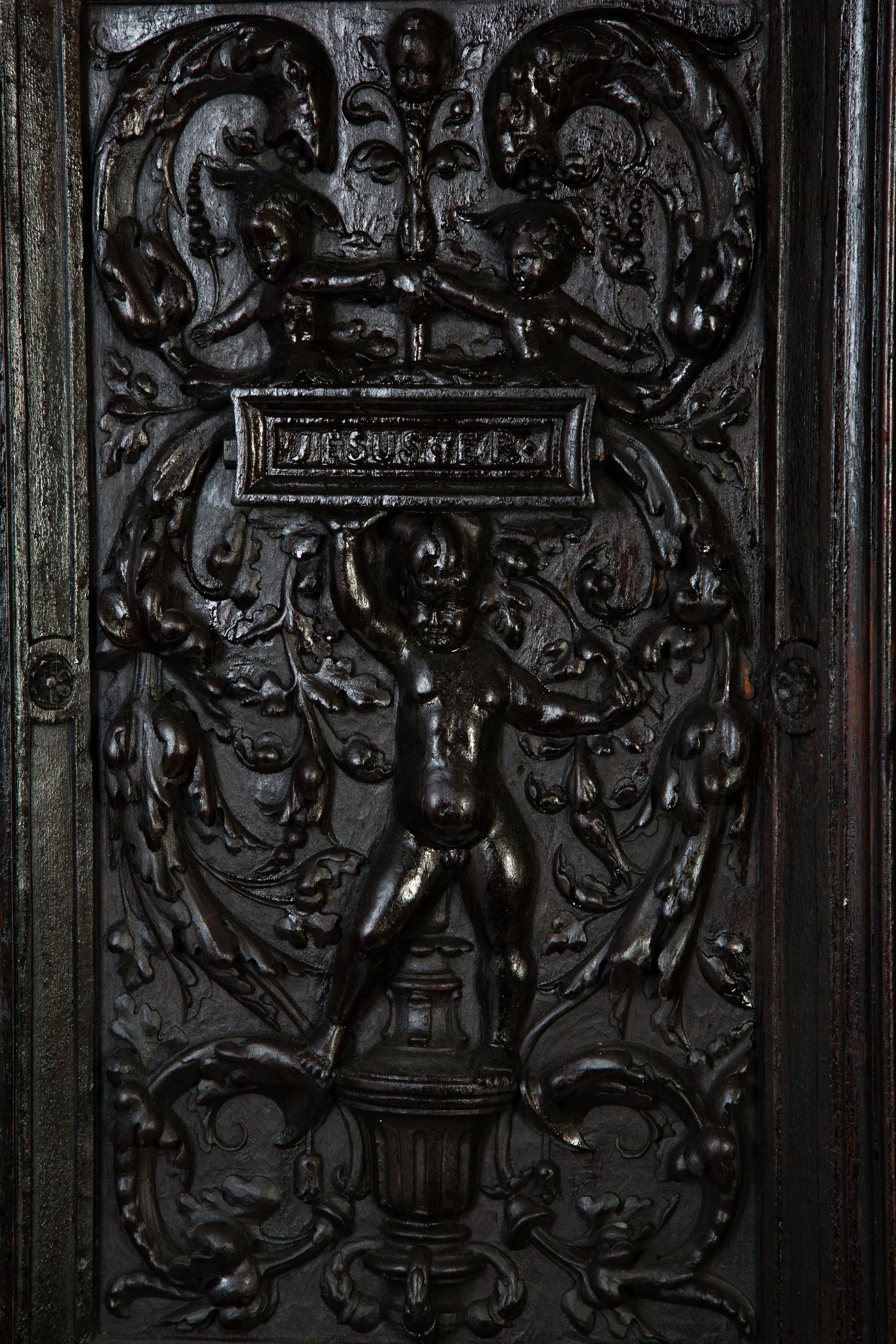 An Italian Baroque Style Carved Oak Cabinet on Stand — 18TH CENTURY