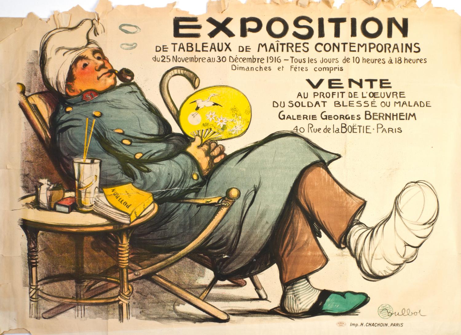 (WWI POSTERS) POULBOT, FRANCISQUE. Two WWI propaganda posters, including Pour le dernier quart d'heure... aidez moi! By SEM.
