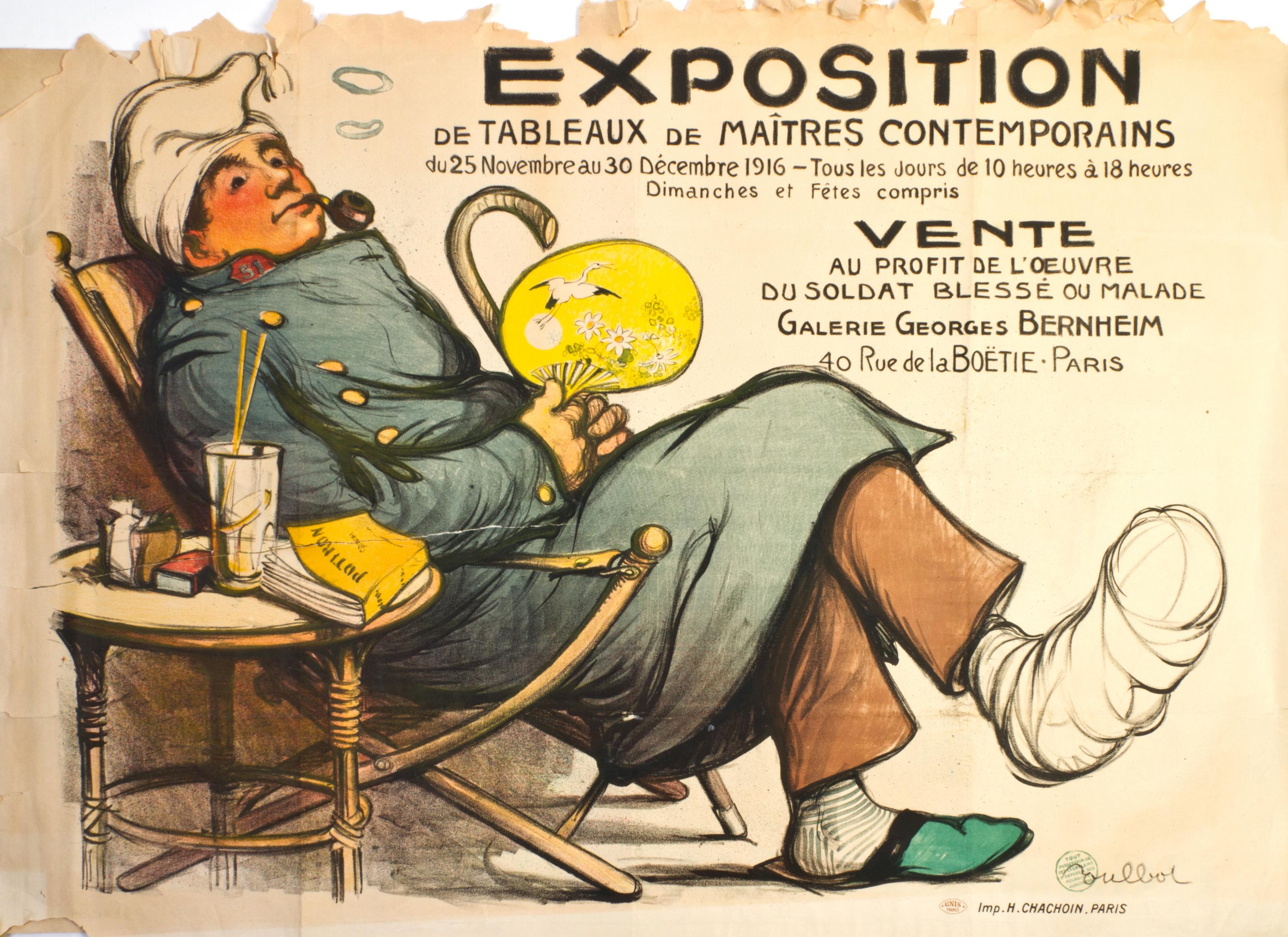 (WWI POSTERS) POULBOT, FRANCISQUE. Two WWI propaganda posters, including Pour le dernier quart d'heure... aidez moi! By SEM.