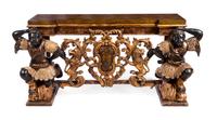 A Venetian Style Painted Figural Console Table Height 32 x width 69 1/4 x depth 21 1/2 inches. — MAITLAND-SMITH, 20TH CENTURY