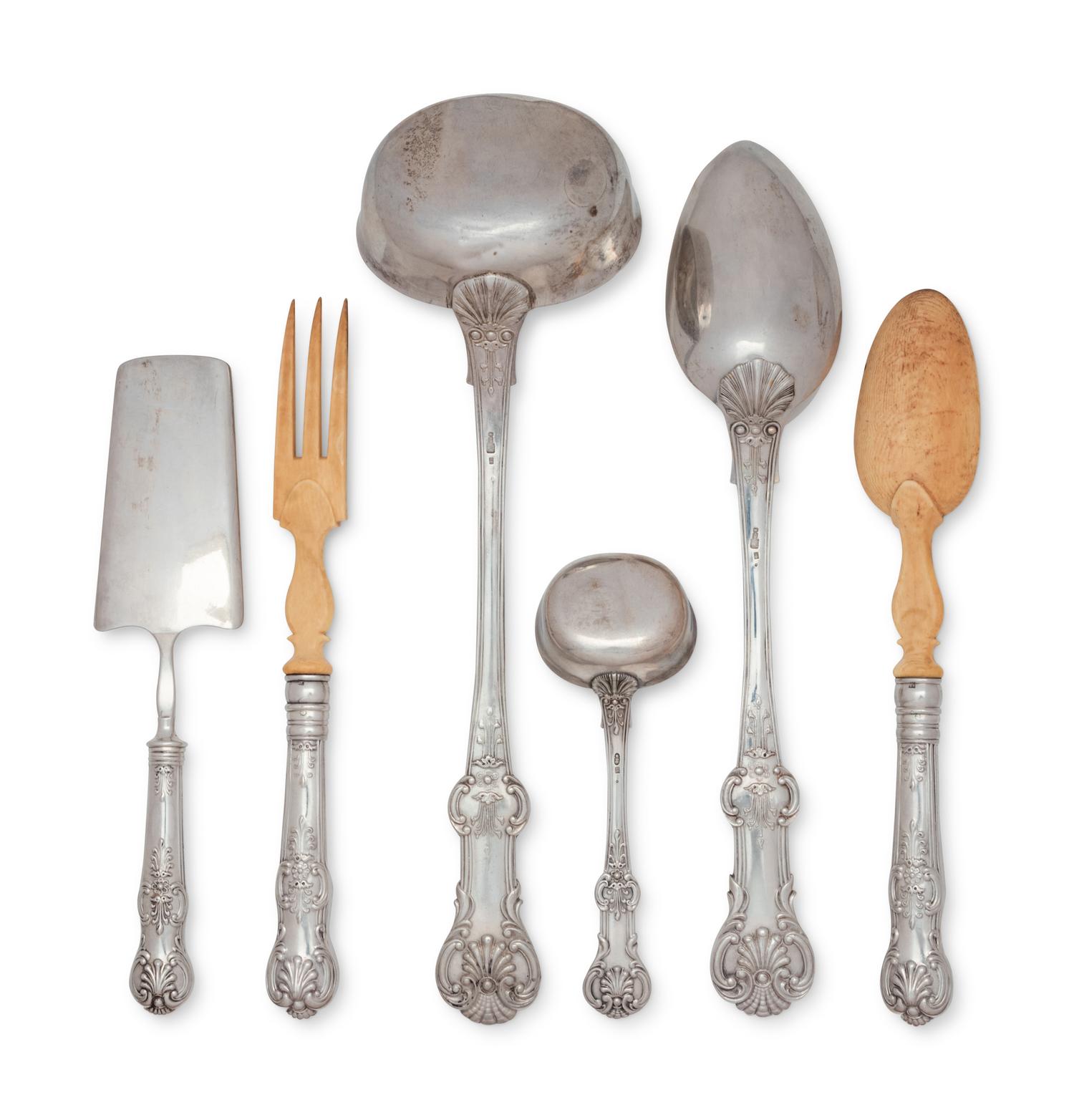 An Extensive Russian Silver and Silver-Gilt Flatware Service in Original Fitted Case