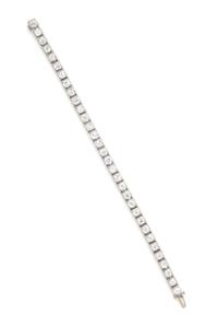 A Platinum and Diamond Line Bracelet, Circa 1920, 12.20 dwts.
