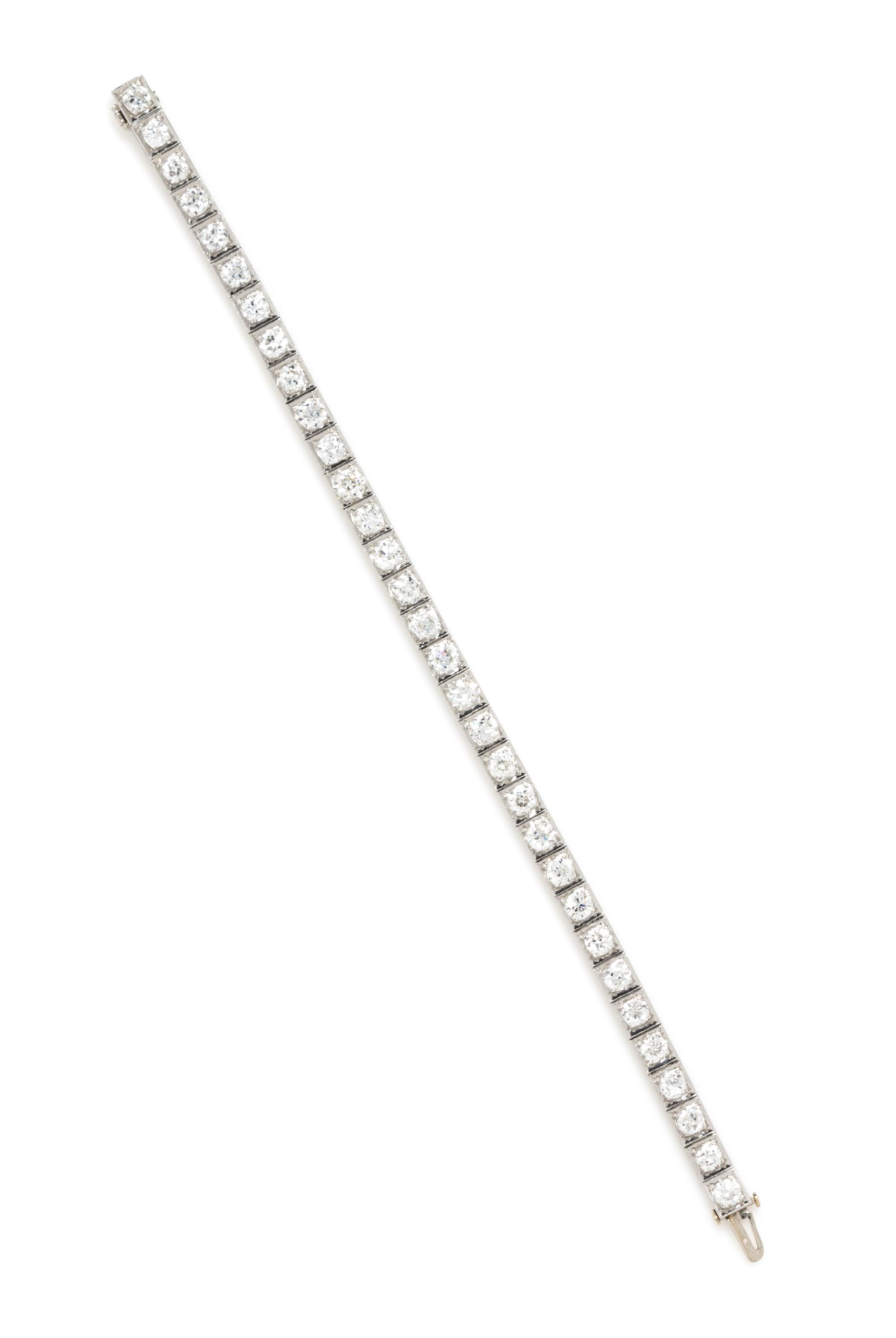 A Platinum and Diamond Line Bracelet, Circa 1920, 12.20 dwts.