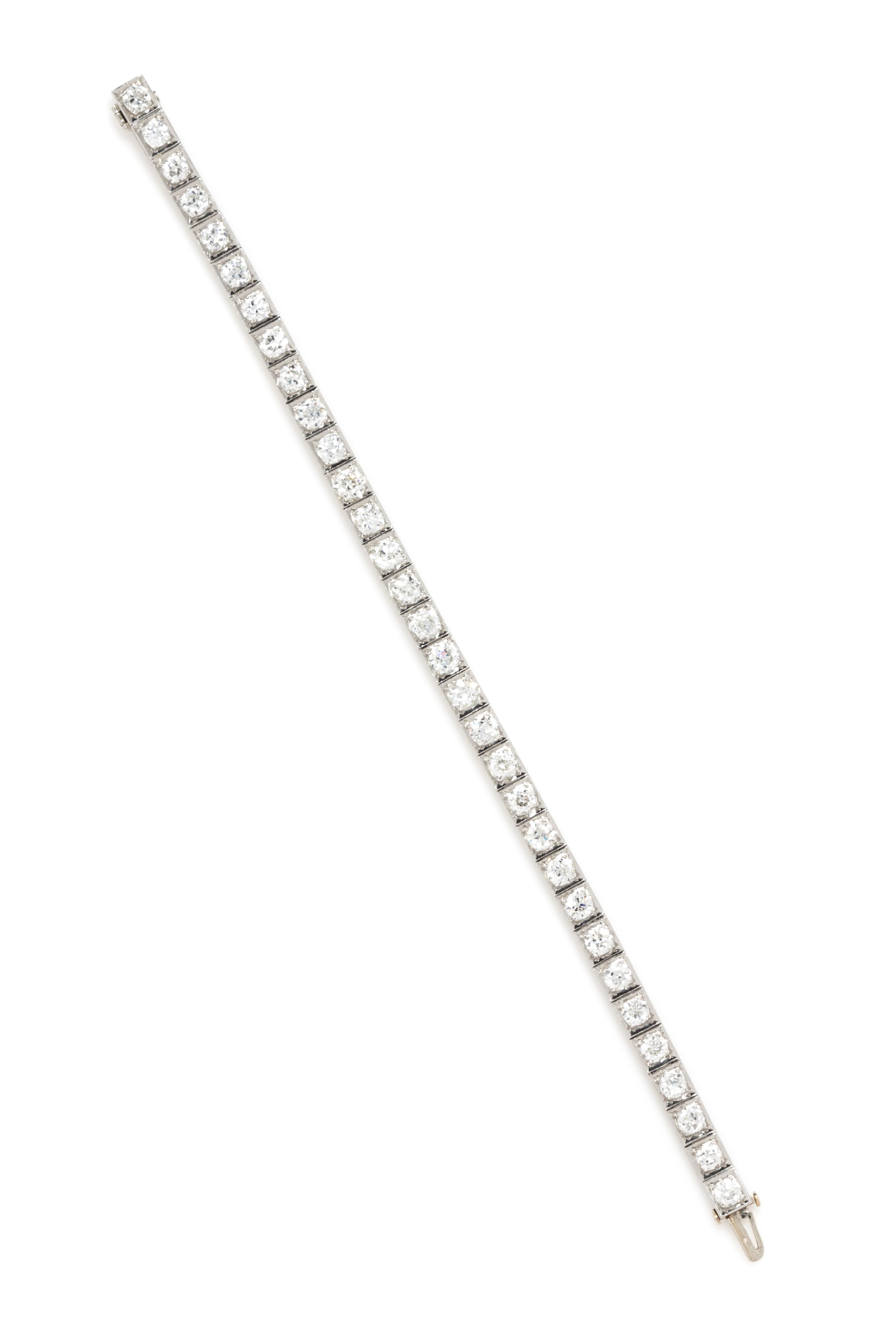 A Platinum and Diamond Line Bracelet, Circa 1920, 12.20 dwts.