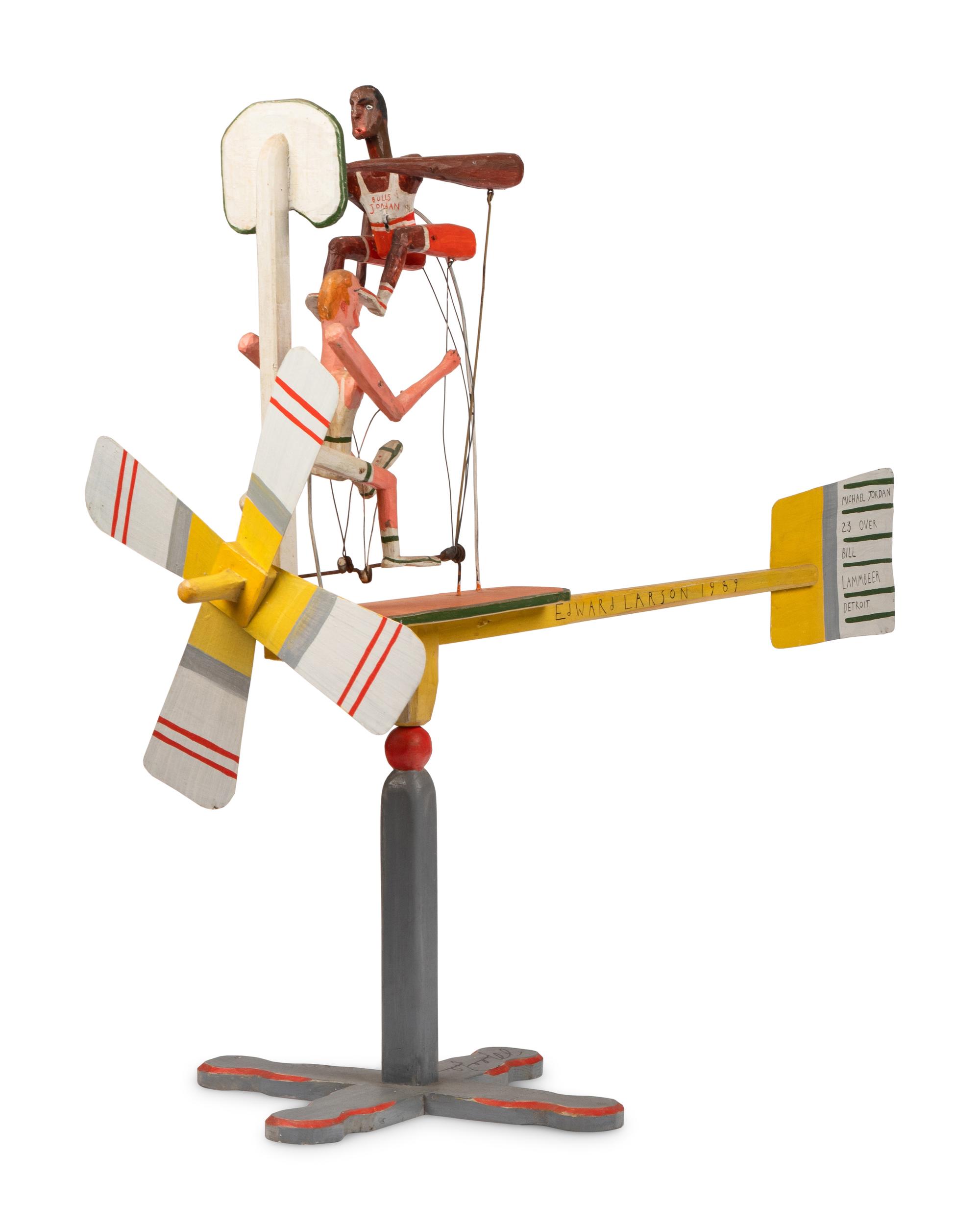 A One of a Kind Michael Jordan Signed Autograph Edward Larson 1989 Whirligig Folk Art (Beckett Authentication Services)