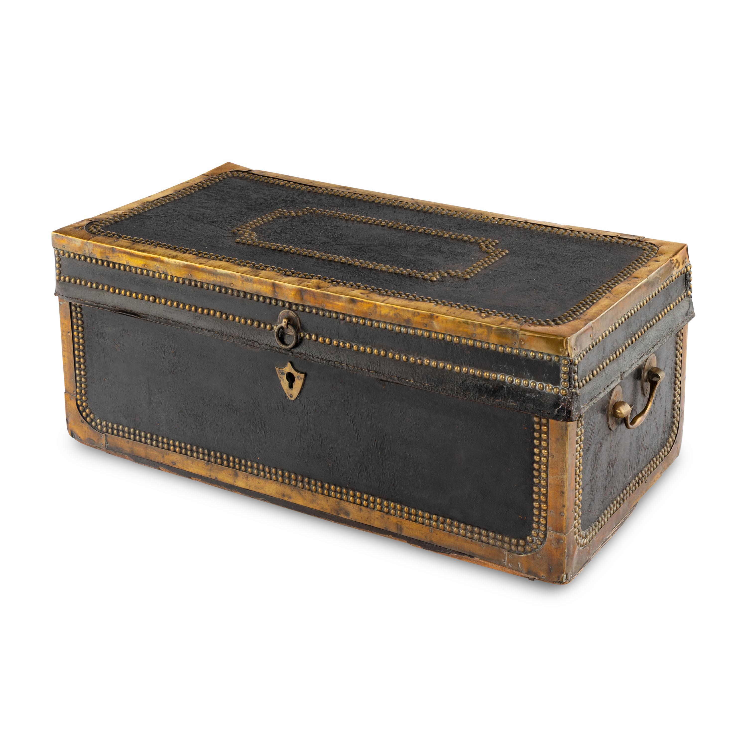 A Chinese Studded Leather Trunk