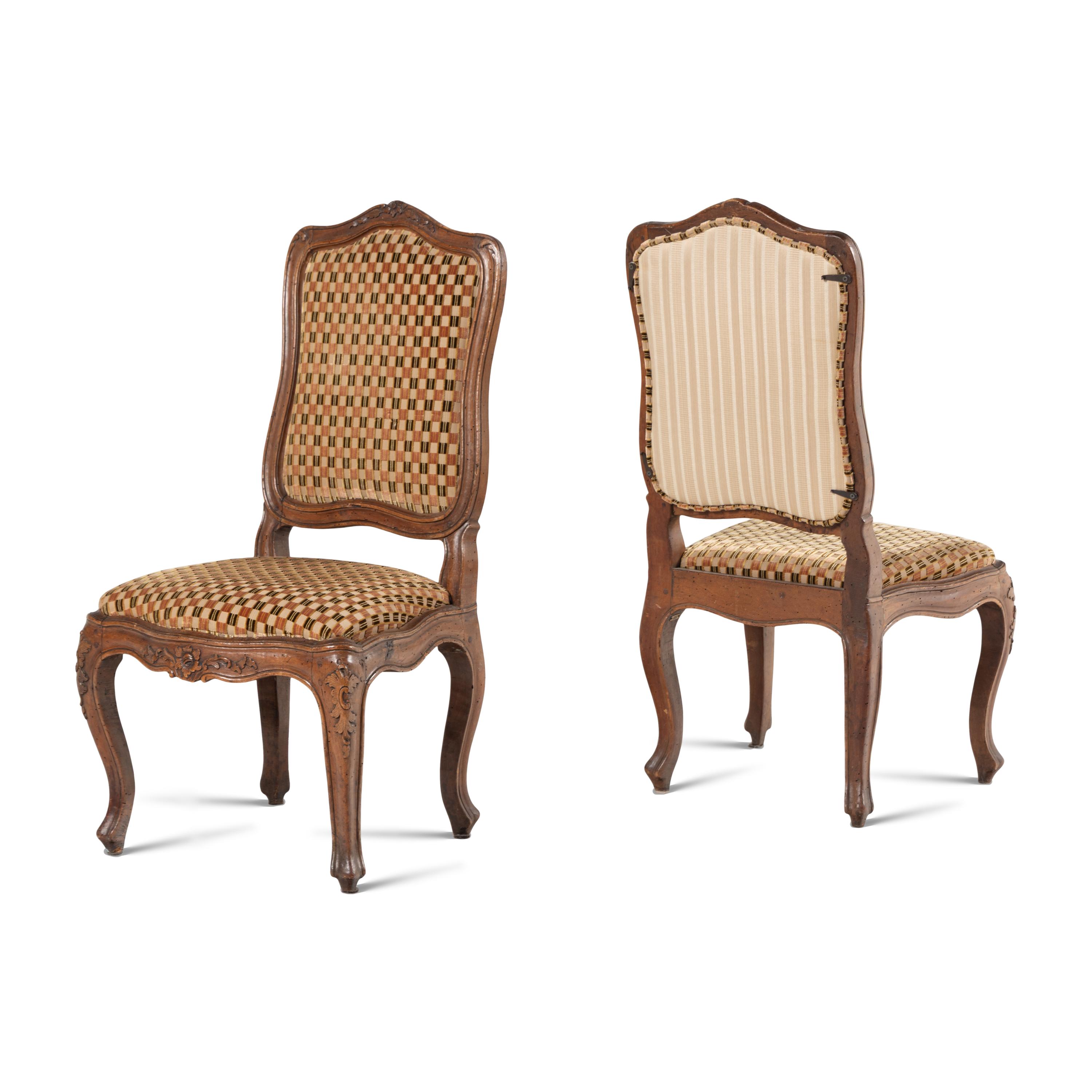 A Pair of Louis XV Walnut Side Chairs