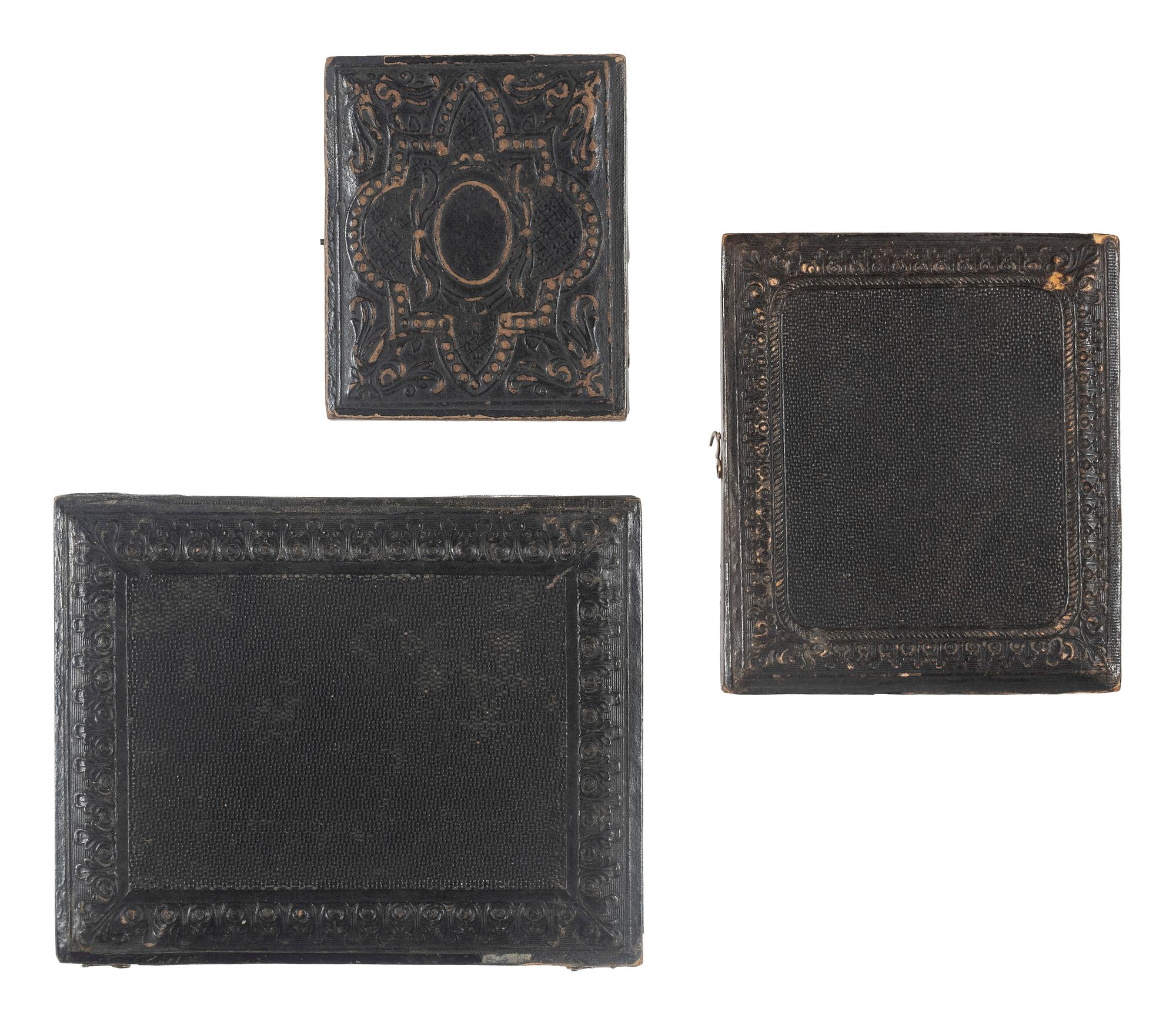 [EARLY PHOTOGRAPHY]. 3 cased images, incl. quarter plate tintype of a young man with several women.