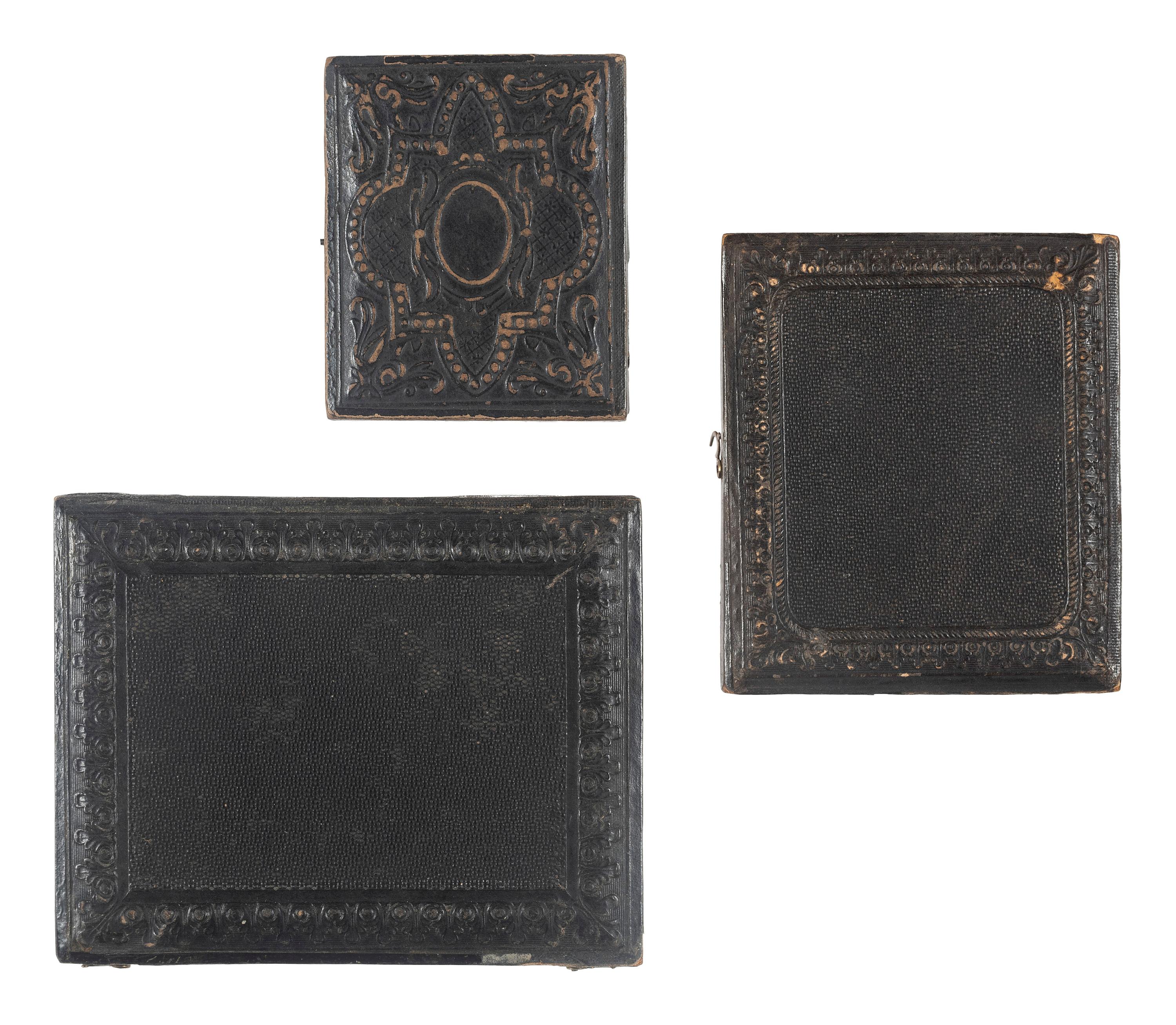 [EARLY PHOTOGRAPHY]. 3 cased images, incl. quarter plate tintype of a young man with several women.