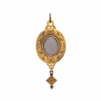 VICTORIAN, HOLBEINESQUE, GARNET, CHRYSOBERYL, ENAMEL, AND YELLOW GOLD PENDANT