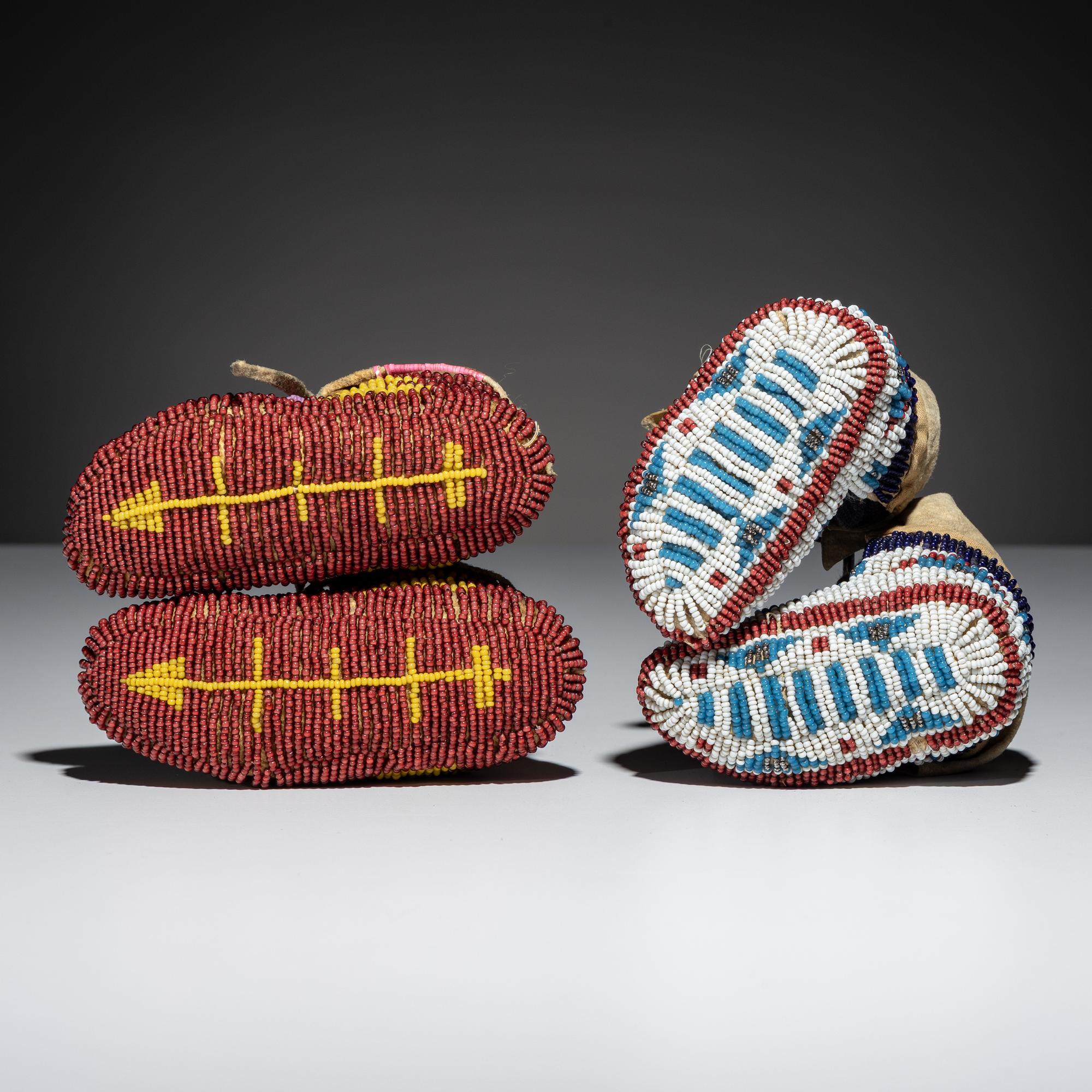 Plains Child's Fully Beaded Hide Moccasins