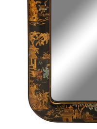 A Black Japanned Cushion Mirror